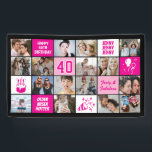 40th Birthday Photo Collage Custom Pink Black Banner<br><div class="desc">Celebrate a milestone in style with this 40th Birthday Photo Collage Banner. Easily personalize it with your own photos, custom text, and theme colors to create a one-of-a-kind decoration for your party. Perfect for displaying cherished memories. This banner makes a stunning backdrop for birthdays, photo booths, and event décor. Designed...</div>