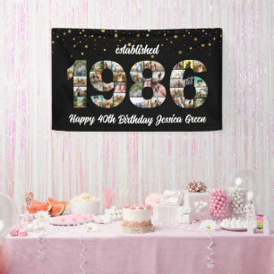 40th birthday Photo Collage established 1986 Banner