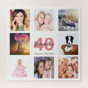 40th birthday photo collage woman white jigsaw puzzle