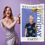 40th Birthday Photo college Party  Banner<br><div class="desc">Birthday Photo Welcome Banner Make your 40th birthday party extra special with this personalised photo welcome banner, featuring a modern rectangular photo frame with “BIRTHDAY” cut out along the side. Add your favourite photo and customise the text [Name]’s xxth to greet guests in style and create a bold, festive focal...</div>