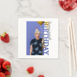 40th Birthday Photo college Party  Napkin<br><div class="desc">Birthday Photo Party Napkin Add a personalised touch to your 40th birthday celebration with this photo party napkin, featuring a modern rectangular photo frame with “BIRTHDAY” cut out along the side. Upload your favourite photo and customise the text [Name]’s xxth to create a cohesive and festive look that matches your...</div>