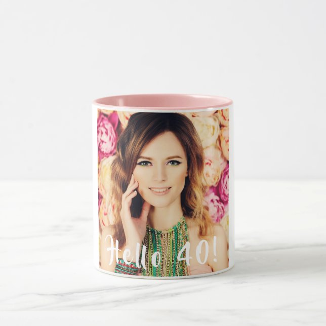 40th birthday photo hello 40 women mug (Center)