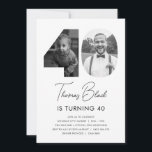40th Birthday Photo Invitation<br><div class="desc">Celebrate your milestone 40th birthday in style with our personalized invitation featuring your favorite photos from the past and present! This minimalist design showcases your cherished memories and adds a touch of glamor to your special occasion. With customizable text and premium printing, this invitation is sure to impress your guests...</div>