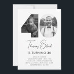 40th Birthday Photo Invitation<br><div class="desc">Celebrate your milestone 40th birthday in style with our personalized invitation featuring your favorite photos from the past and present! This minimalist design showcases your cherished memories and adds a touch of glamor to your special occasion. With customizable text and premium printing, this invitation is sure to impress your guests...</div>