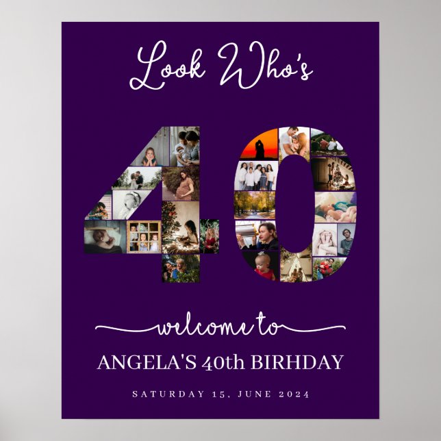40th Birthday Photo Montage Event Poster (Front)