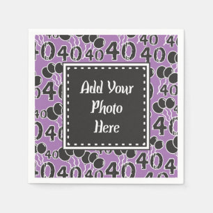 40th Birthday Photo Personalized PURPLE Napkin