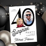 40th birthday photo white black 40 years party invitation<br><div class="desc">Trendy bold typography 40th birthday surprise party invitation with 2 photos and modern retro style script. Easy to personalize with your text and pictures.</div>