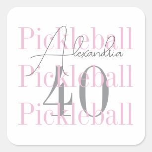 40th Birthday Pickleball Party Pink Square Sticker
