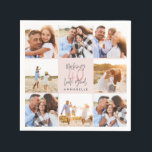 40th birthday pink girly glitter photo collage napkin<br><div class="desc">40th birthday modern pink girly glitter photo collage invitation. Modern script text design. Part of a collection.</div>