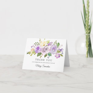 40th Birthday Pretty Purple Rose Floral Thank You Card