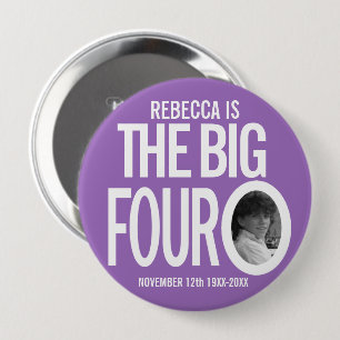 40th Birthday purple custom the big four oh photo 4 Inch Round Button