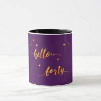 40th birthday purple gold hello 40 typography