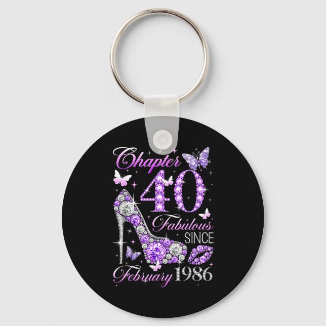 40th Birthday Queen Chapter 40 Fabulous Since 1986 Keychain (Front)