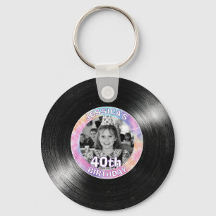 40th Birthday Rainbow Retro Keychain