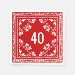 40th Birthday Red Bandana  Napkin
