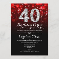 40th Birthday - Red Black Silver