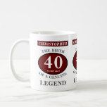 40th Birthday Red Genuine Legend Add Your Name Coffee Mug<br><div class="desc">Fun 40th "Birth Of A Legend" birthday red, grey and white mug. Add the year, change "Legend" to suit your needs. Add the name and change the bottom text . All easily done using the template provided. You can also change the age to make any age you want eg 45th,...</div>