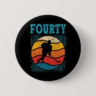 40th Birthday Retro Ice Hockey 40 Years Old Man Wo 2 Inch Round Button