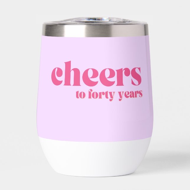 40th birthday, Retro Purple & Pink "cheers to 40" (Front)