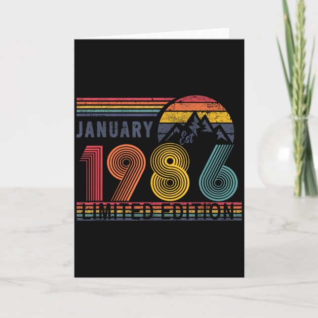 40th Birthday Retro Shirt,1986 Swea Gift January T Card (Front)
