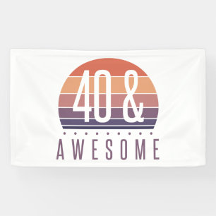 40th Birthday Retro Sunset Banner