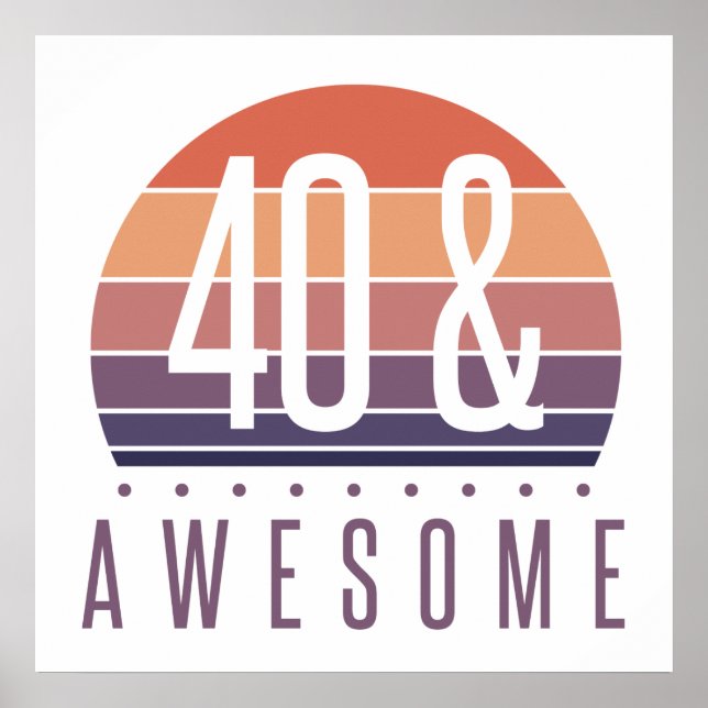 40th Birthday Retro Sunset Poster (Front)