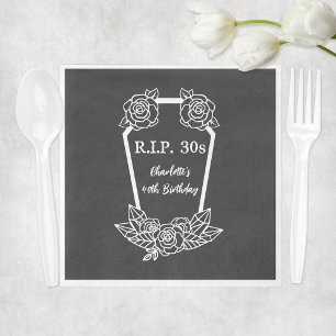 40th Birthday Rip 30s Black Roses Coffin Party Napkin