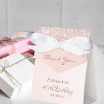 40th Birthday rose gold glitter glam thank you Favor Box<br><div class="desc">Elegant,  classic,  glamourous and girly for a 40th birthday party favours.  Rose gold ombre,  gradient background. With the text: 40th Birthday and Thank You written with a modern dark rose coloured hand lettered style script.  Template for a name and a date.</div>
