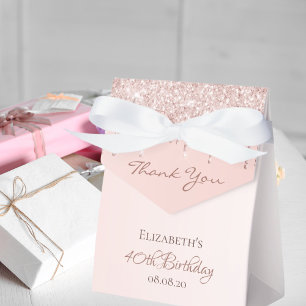 40th Birthday rose gold glitter glam thank you Favor Box
