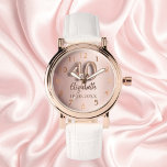 40th Birthday rose gold name Watch<br><div class="desc">A gift for a 40th birthday. A rose gold gradient background colour. Add a name, date</div>