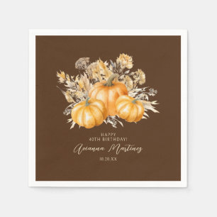 40th Birthday Rustic Boho Pumpkin Fall Custom Napkin