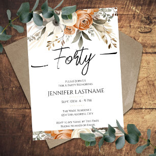40th Birthday Rustic Floral Fall Invitation