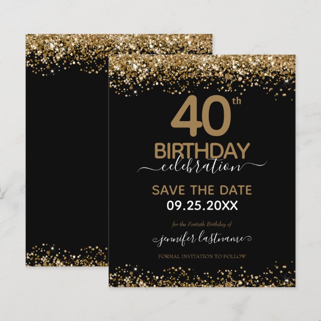 40th Birthday Save the Date Budget Invitation (Front/Back)