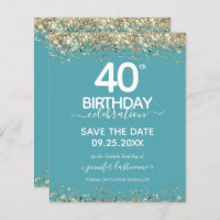 40th Birthday Save the Date Budget Invitation
