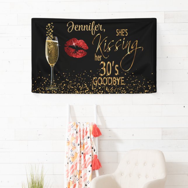 40th Birthday - She's Kissing her 30's Goodbye Banner (Insitu)