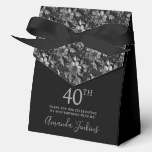 40th Birthday Silver Floral Thank You Favor Box