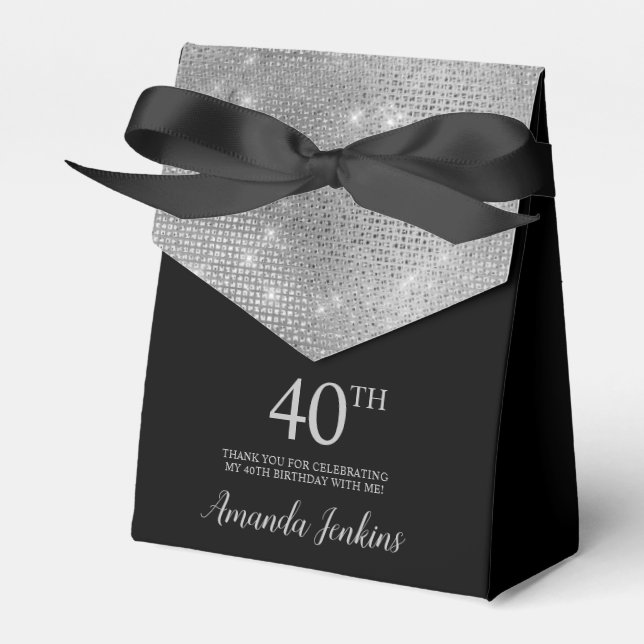 40th Birthday Silver Thank You Favour Box (Front Side)