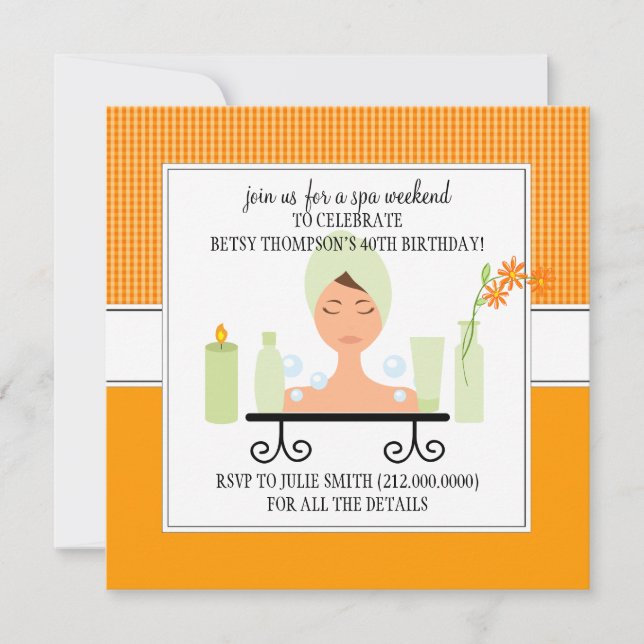 40th Birthday Spa Weekend Getaway Invitation (Front)