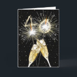 40th Birthday Sparklers and Champagne Toast Card<br><div class="desc">Party sparklers with gold confetti and glasses of bubbly for a 40th birthday.
The black background colour can be changed.
The inside text is editable.</div>