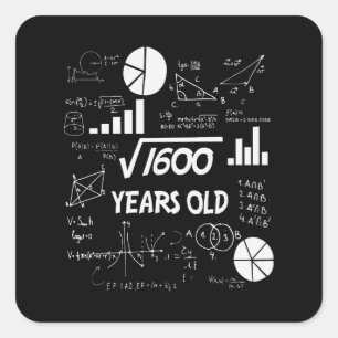 40th Birthday Square Root Math 40 Years Old Bday  Square Sticker