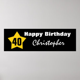 40th Birthday Star Banner Custom Name V01 Poster