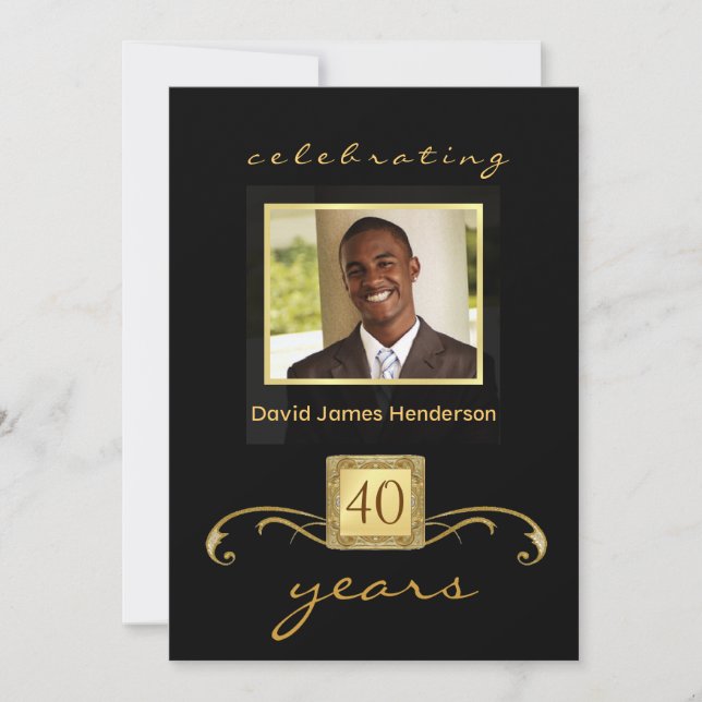40th Birthday Surprise Party Invitations - Formal (Front)