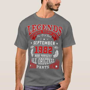 40th Birthday Tee Legends Born In September 1982 4