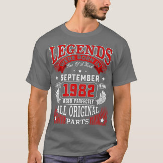 40th Birthday Tee Legends Born In September 1982 4