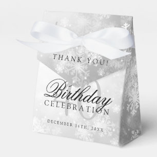 40th Birthday Thank You Silver Winter Wonderland Favor Box