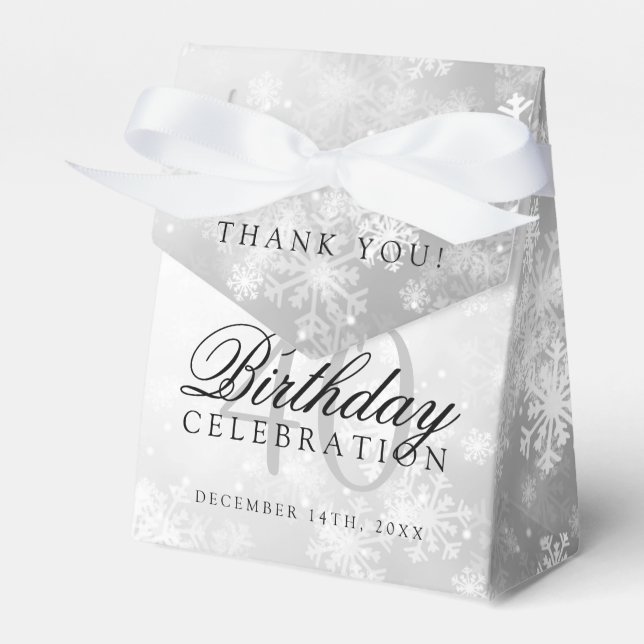 40th Birthday Thank You Silver Winter Wonderland Favor Box (Front Side)