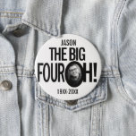 40th Birthday the big four oh name photo mono 4 Inch Round Button<br><div class="desc">Fun mono black and white 40th Birthday party photo and name pin button badge. A great idea for adding some fun to a fortieth birthday party. Personalize with your own name and birth year to the current year, sample reads Jason the big four oh! Other matching items are available. Design...</div>