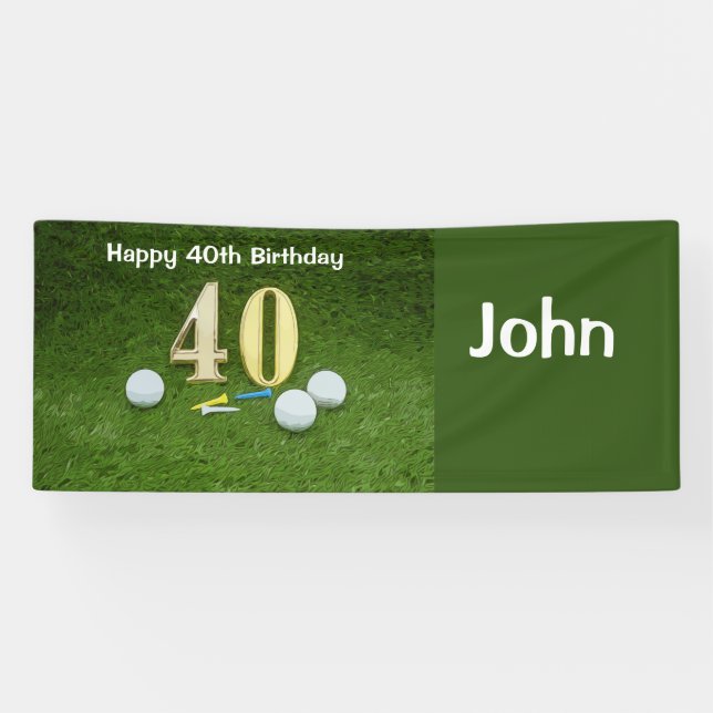 40th birthday to golfer with golf ball and tee banner (Horizontal)