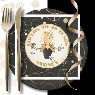 40th Birthday Toast Black Gold Funny for Her   Napkin
