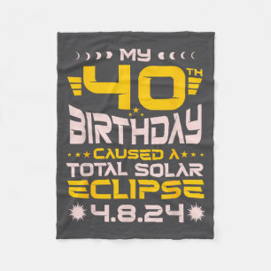 40th Birthday Total Solar Eclipse Illustration Fleece Blanket